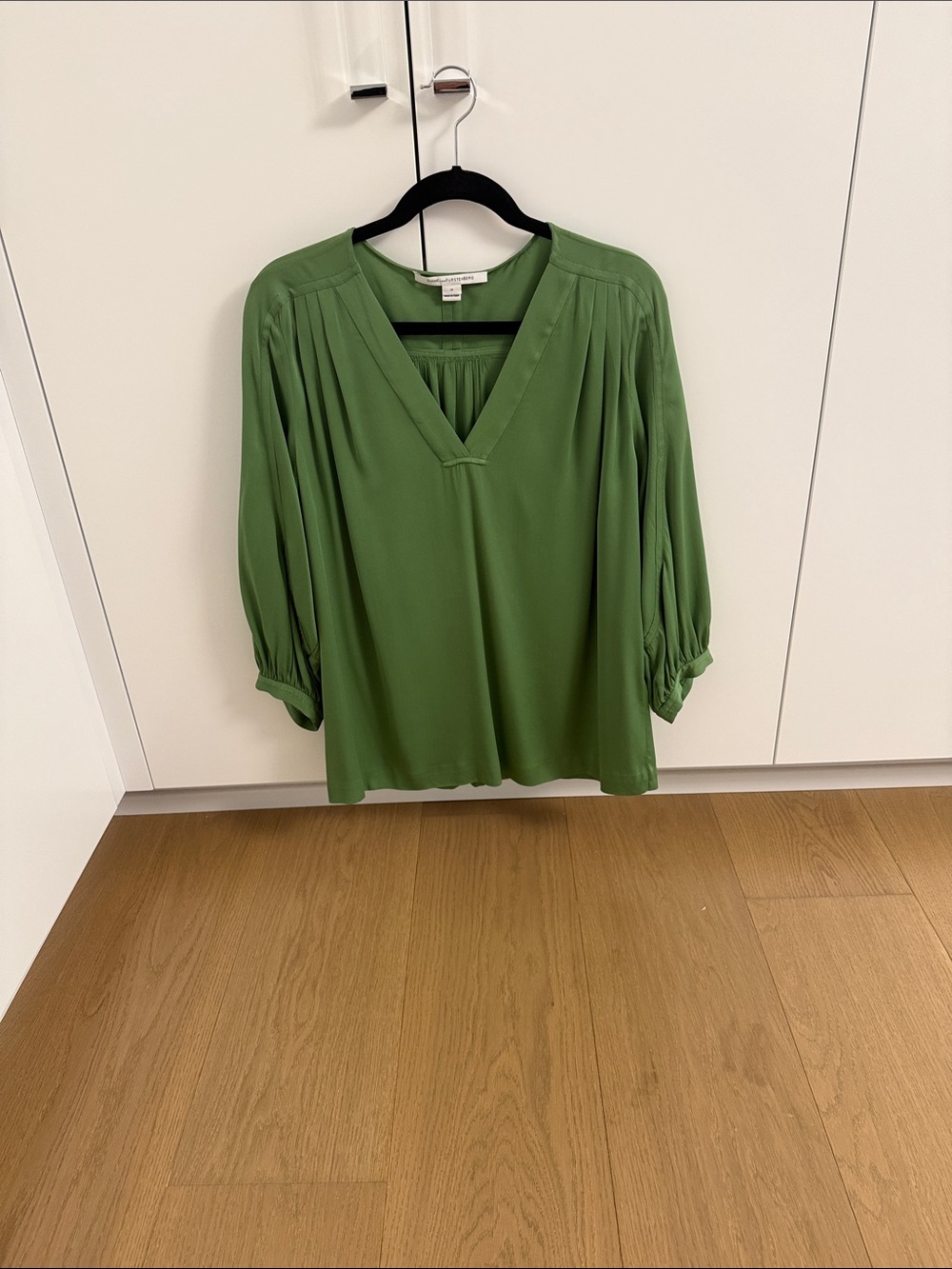 DVF Silk Green V-Neck Blouse - Women Tops